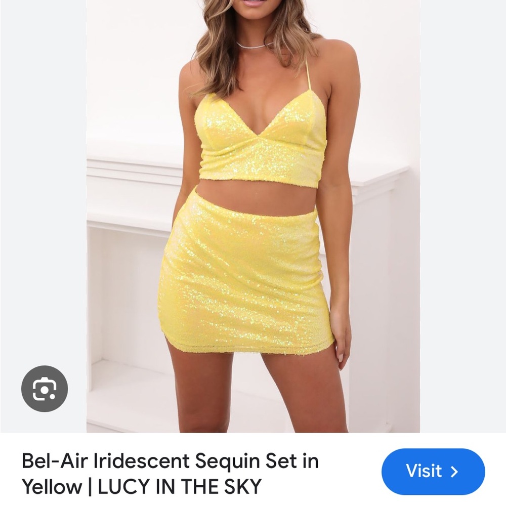 Lucy in the Sky Bel Air Iridescent Yellow Sequin Set